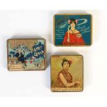 3 Zigarettendosen, 7,5x8,5 cm, Blech, teilw. LM, guter Zustand, Z 1-23 Cigarette Tin Cans, part.