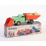 Gama, Kipp LKW 2492 mit Schaufel, W.-Germany, 28 cm, Blech, Okt Z 2+, Z 1-Gama, Dump Truck 2492 with