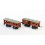 Bub, 2 Wagen (4 achsig in rot), 21 cm, Blech, LM, Z 2-3Bub, 2 Wagon (4 axles, red coloured), tin,