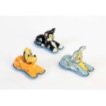 Linemar, 3 Walt Disney Figuren, Japan, 8 cm, Blech, Friktion ok, Z 1-2Linemar, 3 Walt Disney