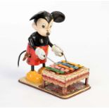 Linemar, Mickey Mouse + Xylophon, Japan, 16 cm, Blech, UW ok, min. LM, Z 2Linemar, Mickey Mouse +