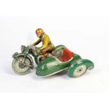 Tippco, Beiwagenmotorrad TCO 59, W.-Germany, 17 cm, Blech, UW ok, LM, Batteriefachdeckel fehlt,