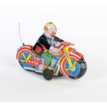 Clown Motorrad, Japan, 15,5 cm, Blech, UW ok, min. LM, Z 1-Clown Motorbike, Japan, tin, cw ok,