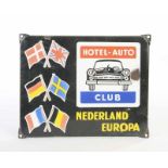 Emailleschild "Hotel Auto Club", 29x22,5 cm, Abplatzer, teilw. verkratzt, Z 2-Enamel Sign "Hotel