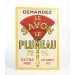 Blechschild " D.Andreis Savon Le Plumeau", 35x50 cm, min. LM, guter Zustand, Z 1-Tin Plate Sign "