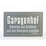 Blechschild "Garagenhof" 60er Jahre, 72x46 cm, LM, Z 2-Tin Plate Sign "Garagenhof" from the 60s,