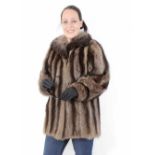 Kurze Waschbärjacke, Pelzjacke Naturfarbe braun, Short Raccoon Fur Jacket, Naturell brown, Size: