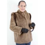 Ausgefallende Nerzjacke, hell braun, Pelzjacke, fancy Mink Fur Jacket, Saga Mink, light brown, Size: