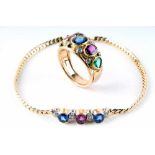 585 Gold Schmuckset - Multicolor Ring & Armband mit Edelsteinen und DiamantenGelbgold 585/000, 14K