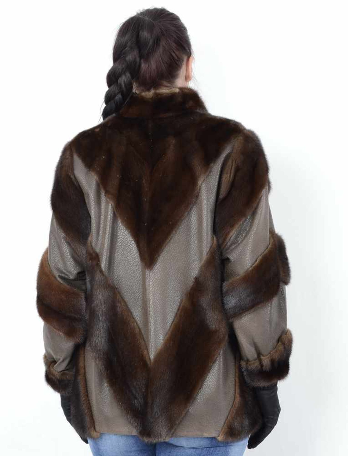Braune, ausgefallende Nerzjacke, Pelzjacke aus Leder und Nerz, brown, fancy mink jacket, leather and - Bild 17 aus 18