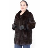 Pelzjacke, lange braune Nerzjacke, long brown Mink Fur Jacket, Size: 46 / XXLsehr gepflegter