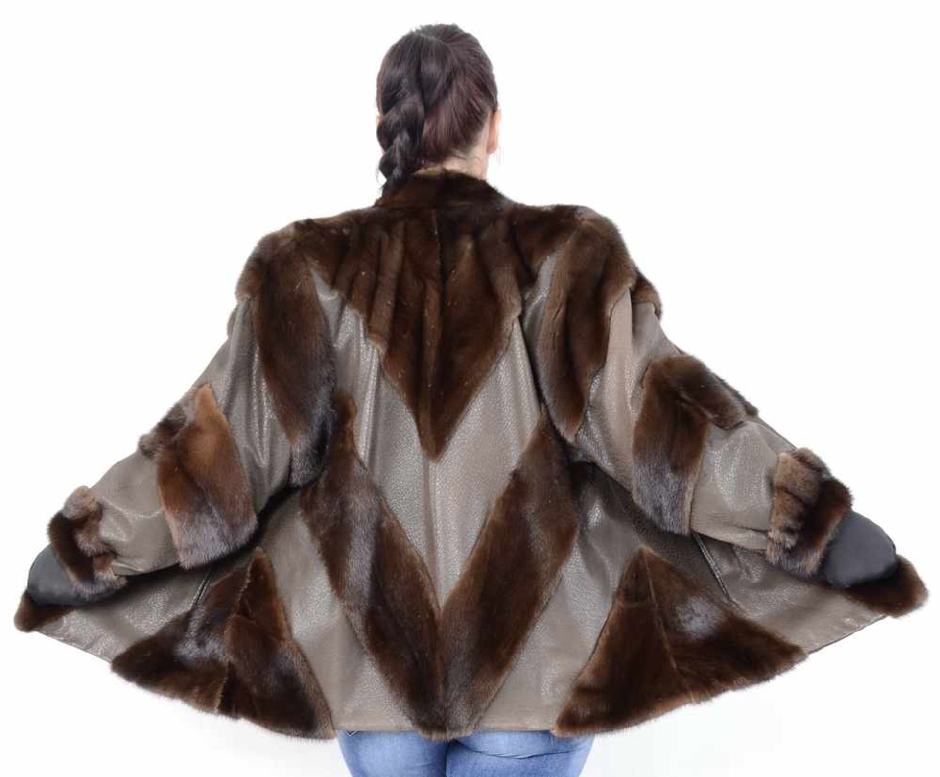 Braune, ausgefallende Nerzjacke, Pelzjacke aus Leder und Nerz, brown, fancy mink jacket, leather and - Bild 11 aus 18