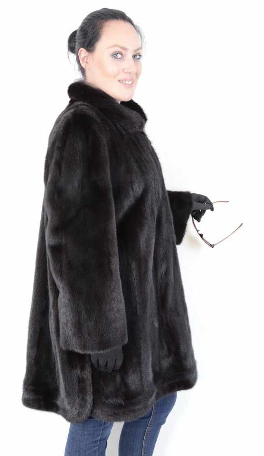 Pelzjacke Nerzjacke braun 3/4 lang - Mink Fur Jacket 3/4 Long, Size: 48 - XXL 2 Taschen, sehr - Bild 3 aus 9