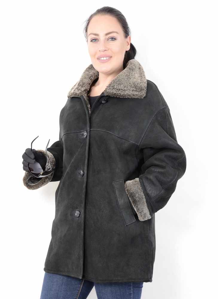 Frauen Lammfell Jacke, wie gewaschsen, schwarze Pelzjacke, Women shearling sheepskin Lambskin Fur - Image 15 of 20