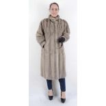 Pelzmantel, grauer leichter Nerzmantel, lang, grey Female Mink fur coat, full length, Size: 48 /