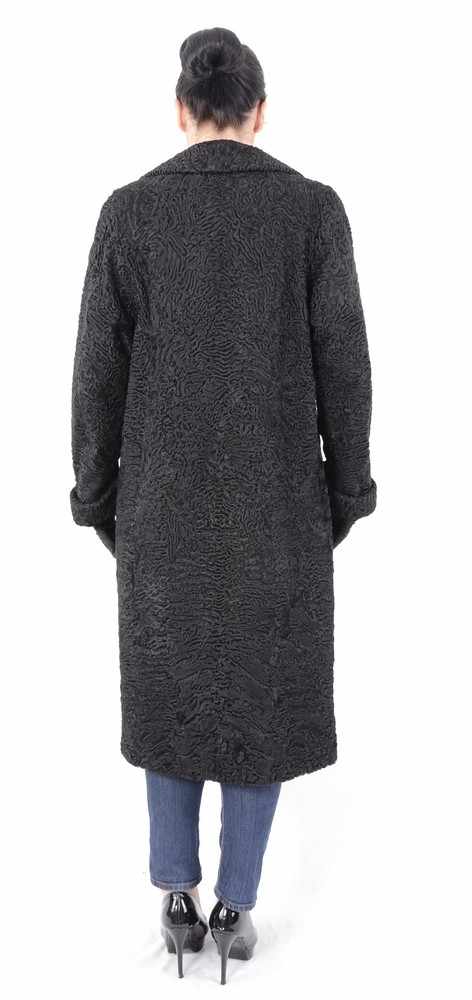 Langer schwarzer Persianer Pelzmantel, black Persian Lamb Fur Coat, Full length, Size 40 / LModerner - Image 7 of 14