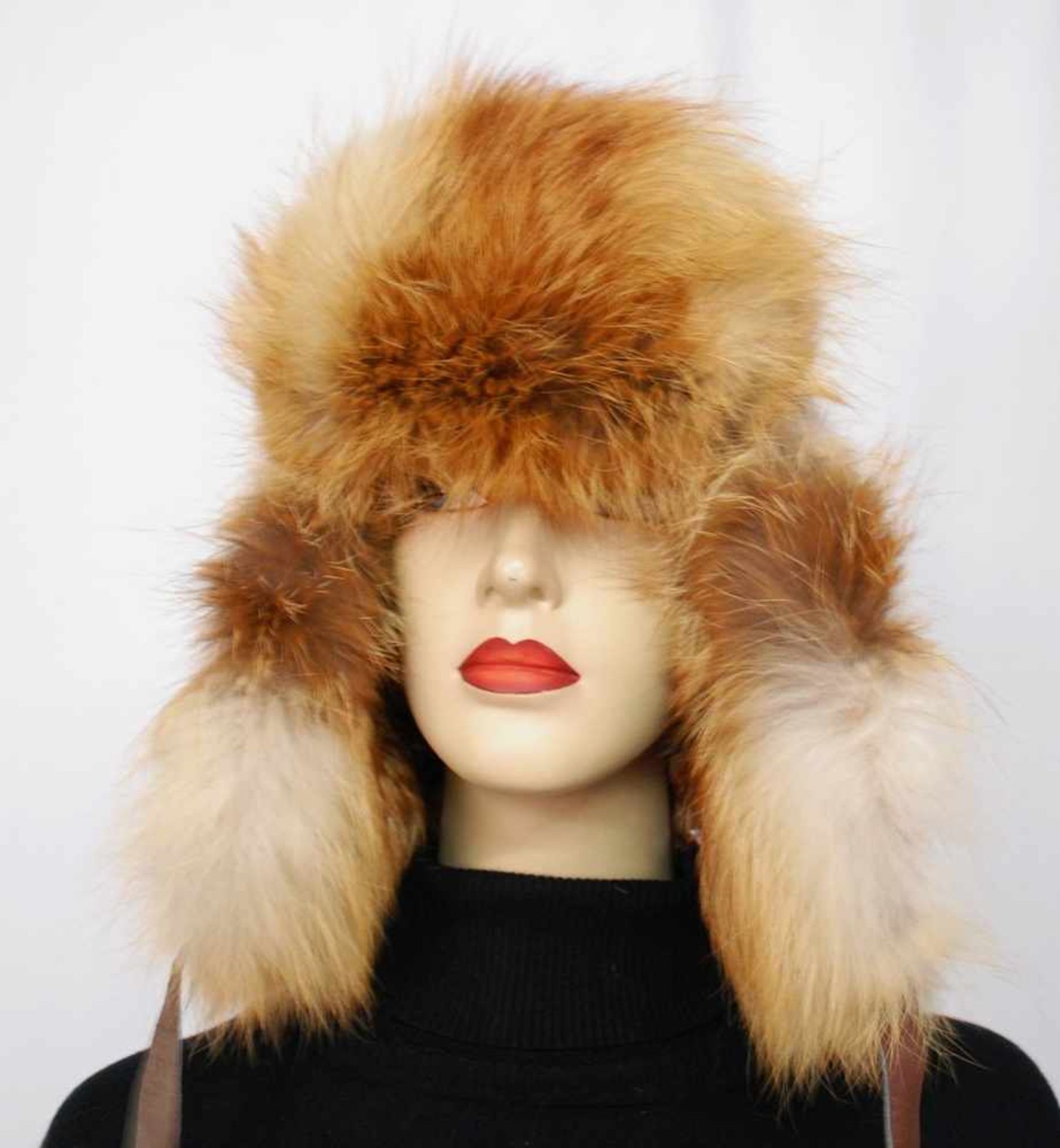 Stylische Fuchs Mütze, Aviator Fliegermütze, Pelzmütze aus Rotfuchsfellen, unisex, Trapper Fox Fur - Bild 8 aus 11