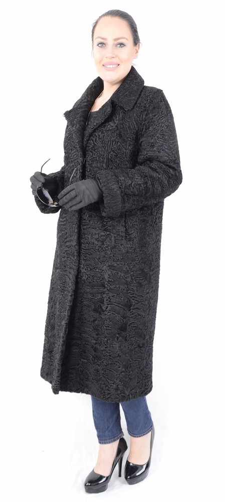 Langer schwarzer Persianer Pelzmantel, black Persian Lamb Fur Coat, Full length, Size 40 / LModerner - Image 14 of 14