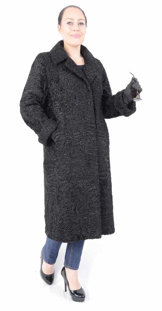 Langer schwarzer Persianer Pelzmantel, black Persian Lamb Fur Coat, Full length, Size 40 / LModerner - Image 2 of 14