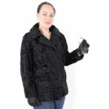 Schwarze Persianer Swakara Pelzjacke, Black Persian Swakara Lamb Jacket, Fur Jacket, Size: 46 /