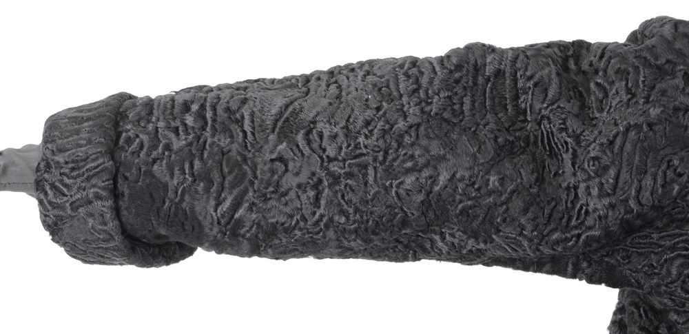 Langer schwarzer Persianer Pelzmantel, black Persian Lamb Fur Coat, Full length, Size 40 / LModerner - Image 4 of 14