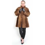 Geschorende Nutria Jacke, braune Pelzjacke, Beauty Sheared Nutria Fur Jacket, brown, Size: 38/40 -