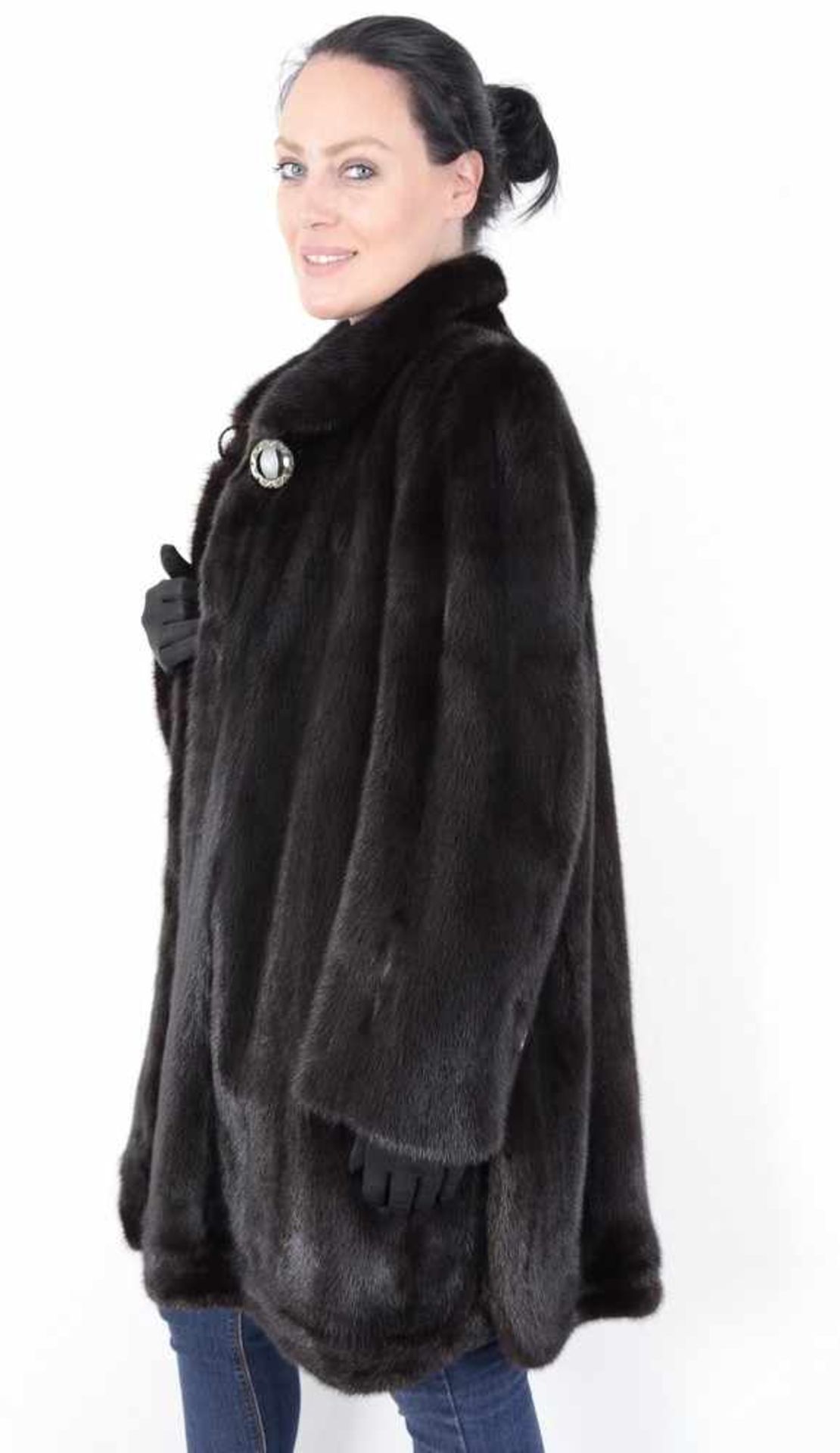 Pelzjacke Nerzjacke braun 3/4 lang - Mink Fur Jacket 3/4 Long, Size: 48 - XXL 2 Taschen, sehr - Bild 7 aus 9
