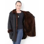 Pelzjacke, Nerzcape, Nerzjacke, Außenhülle Wolle, Innenseite geschorender Nerz, Mink Fur Jacket,