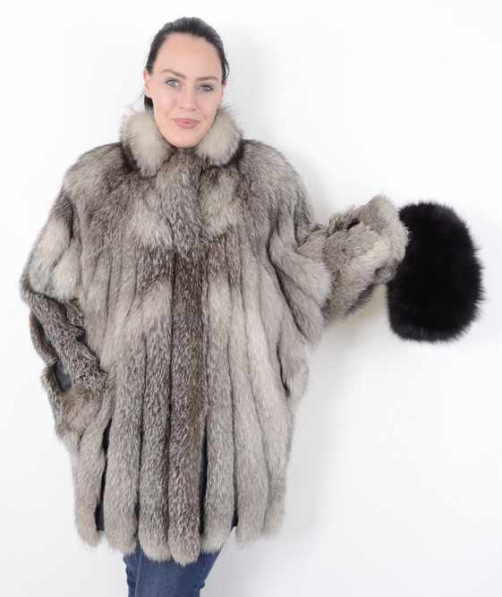 Silberfuchs Pelzjacke mit Fuchsmütze SAGA FOX, Silverfox Fur Jacket with fox hat, Size: 36 / 38 - - Image 4 of 11