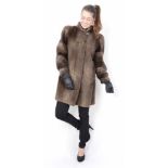 Weiche braune Nutria Pelzjacke, gerupft, stylish softy brown Nutria Fur Jacket, plucked, Size: