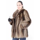 Waschbär Pelzjacke natural braun, Raccon - Raccoon Fur jacket, naturell brown, Size:42/