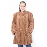 Nerz-Thiliki Pelzjacke, braune Nerzjacke lang, Long brown Mink fur Jacket, long, Size:50/52 - 4XL