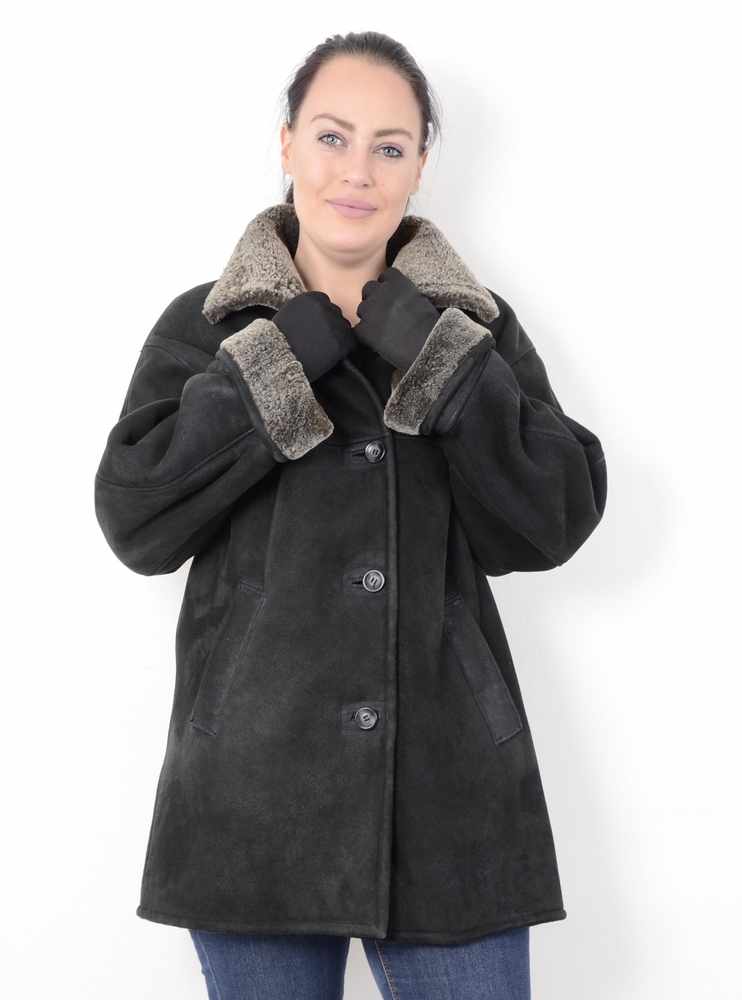Frauen Lammfell Jacke, wie gewaschsen, schwarze Pelzjacke, Women shearling sheepskin Lambskin Fur - Image 2 of 20