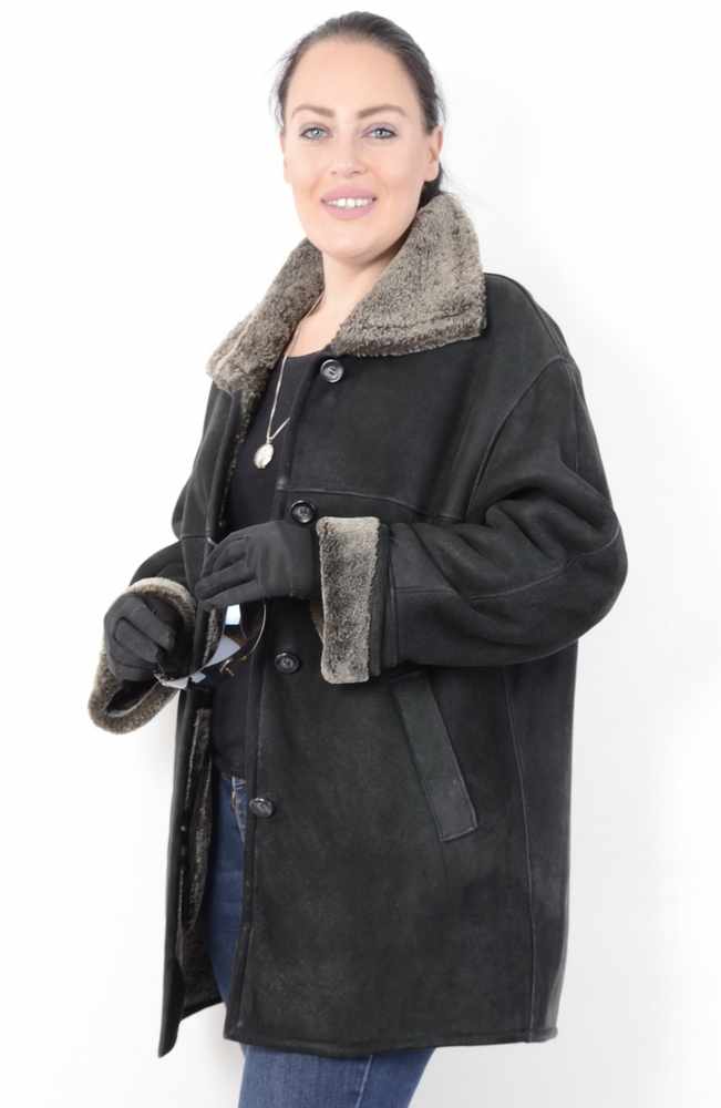 Frauen Lammfell Jacke, wie gewaschsen, schwarze Pelzjacke, Women shearling sheepskin Lambskin Fur - Image 5 of 20