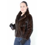 Braune kurze Nerz Pelzjacke Nerzjacke Fur jacket brown short mink jacket, Size: 42 / XLInnenfutter