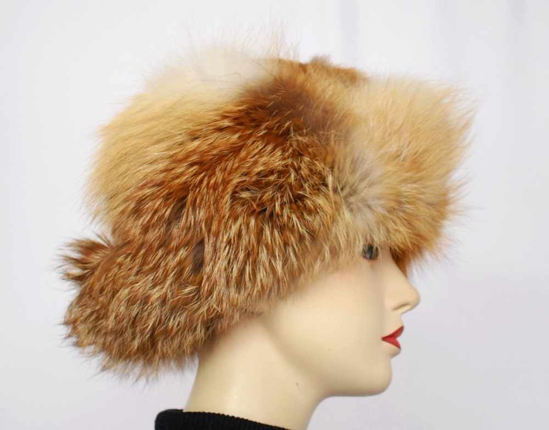 Stylische Fuchs Mütze, Aviator Fliegermütze, Pelzmütze aus Rotfuchsfellen, unisex, Trapper Fox Fur - Bild 6 aus 11