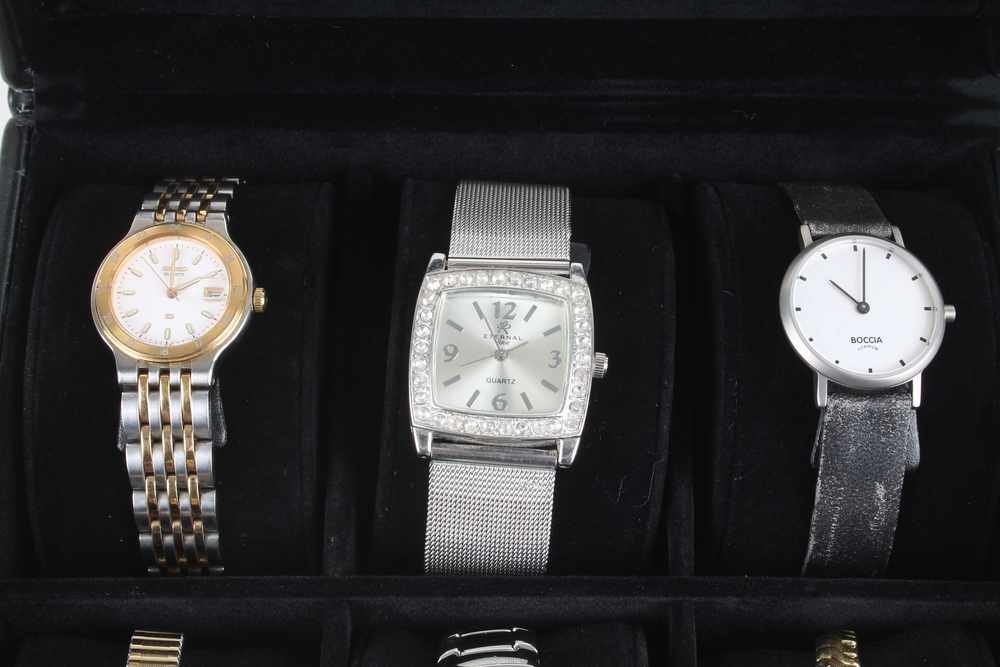 Uhrenbox mit 6 Damenarmbanduhren,teils Vintage Armbanduhren, Quarz- und Handaufzugwerke, Box - Image 2 of 4