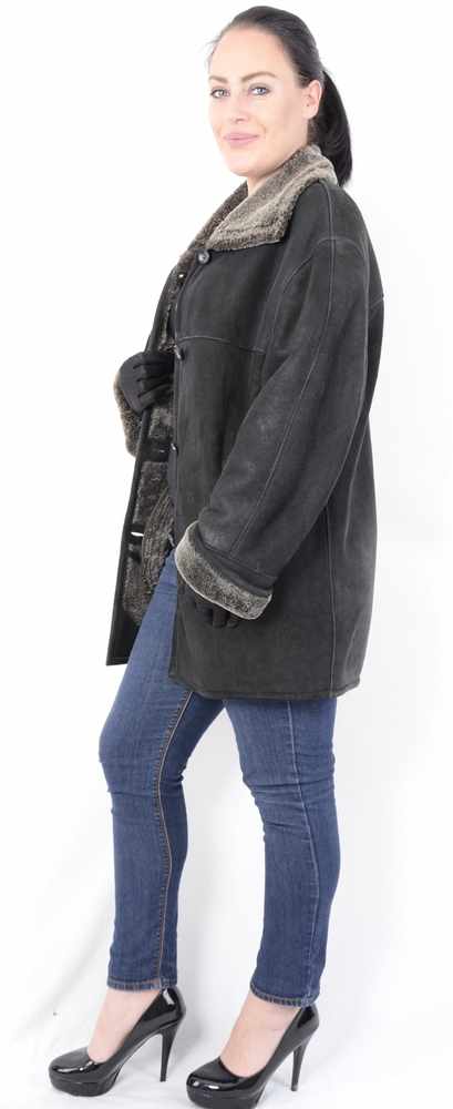 Frauen Lammfell Jacke, wie gewaschsen, schwarze Pelzjacke, Women shearling sheepskin Lambskin Fur - Image 17 of 20