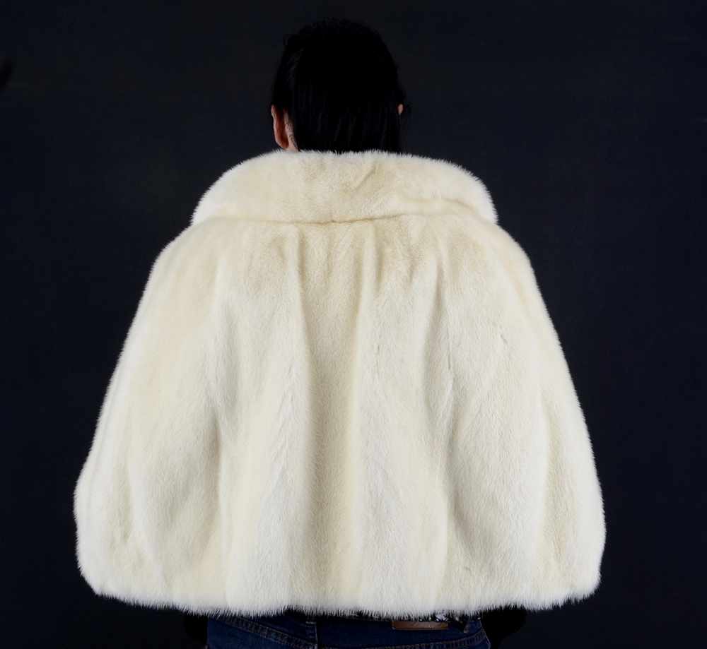 Pelzjacke, Nerz Cape, Stola, creme-weiß, Fur jacket mink cape, stole, cream white, Size: 34 / - Image 2 of 6