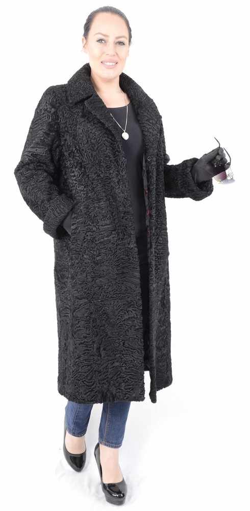 Langer schwarzer Persianer Pelzmantel, black Persian Lamb Fur Coat, Full length, Size 40 / LModerner - Image 11 of 14