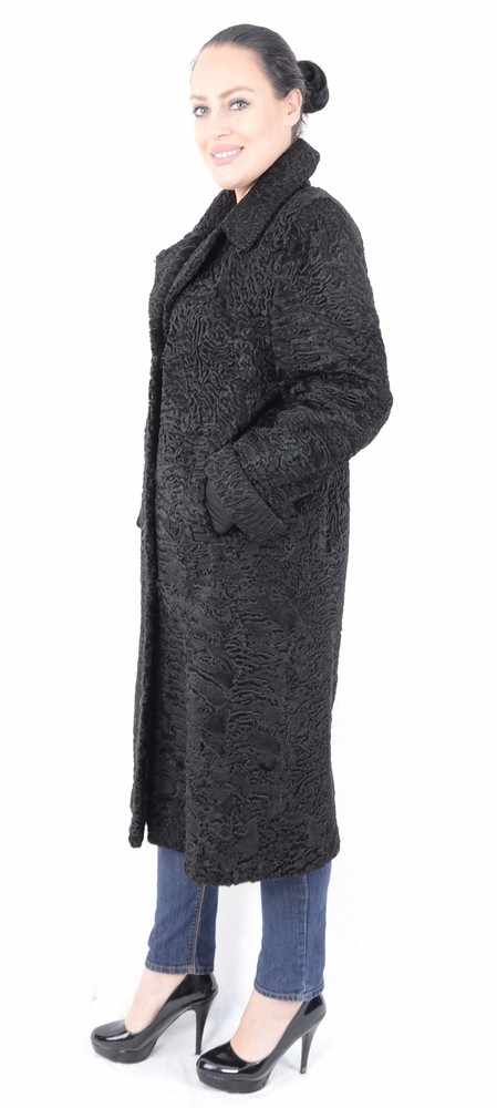 Langer schwarzer Persianer Pelzmantel, black Persian Lamb Fur Coat, Full length, Size 40 / LModerner - Image 13 of 14