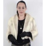 Pelzjacke kurze Cross Nerzjacke SAGA MINK, Bolero, weiß- Schwarz, fur jacket, short cross mink