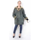 Große Frauen Lammfell Jacke, Pelzjacke, grün, Big Women sheepskin shearling Lambskin Fur jacket,