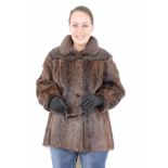 Kurze Nutria Pelzjacke, braun, beauty short Nutria fur Jacket, brown, swamp beaver, Size 42-44weiche