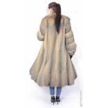 Toller Griesfuchsmantel, Pelzmantel, lang, amazing Gray Fox fur coat, full length, Size: 38 / 40 -