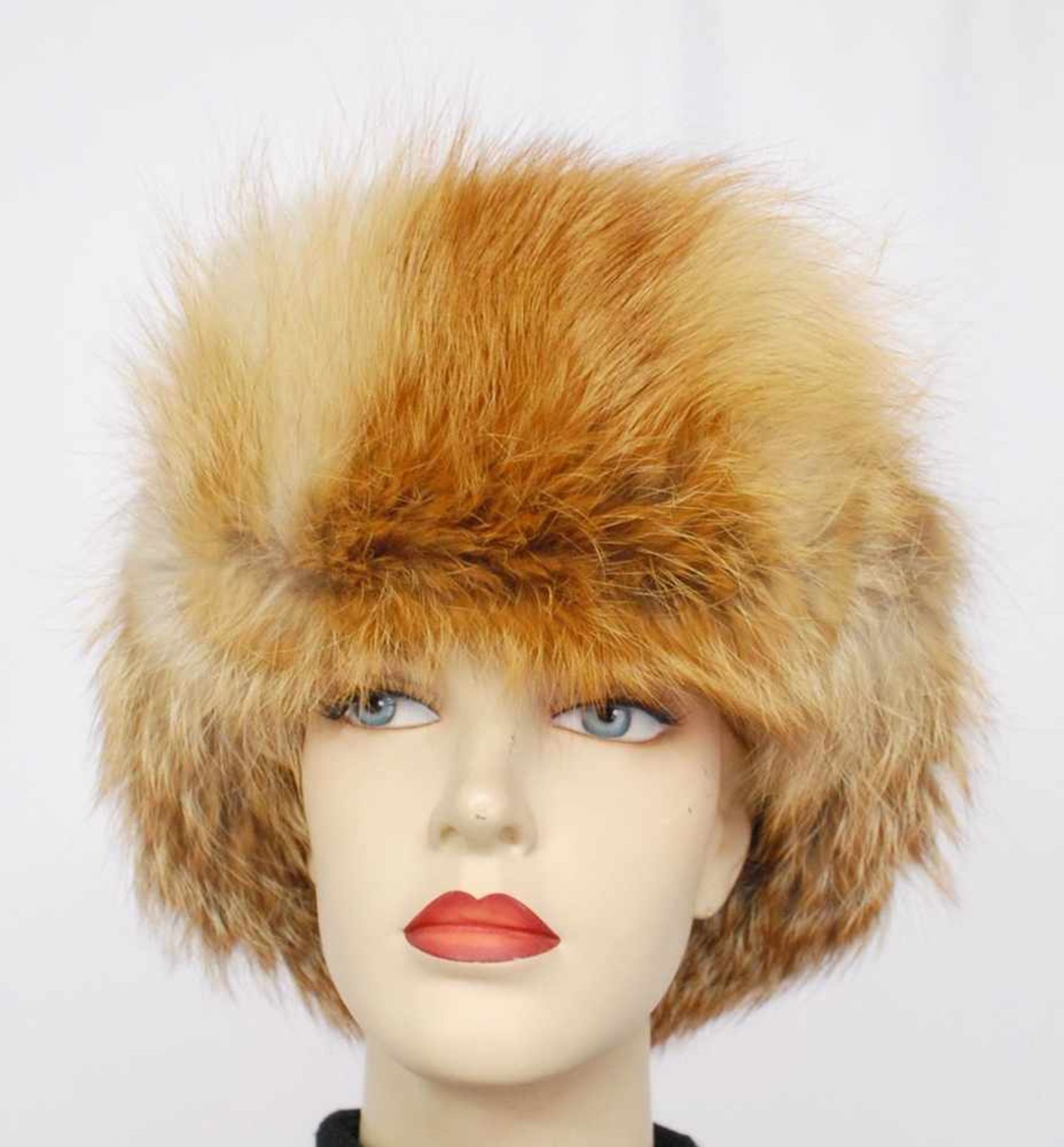 Stylische Fuchs Mütze, Aviator Fliegermütze, Pelzmütze aus Rotfuchsfellen, unisex, Trapper Fox Fur