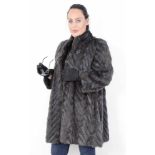 Feh Pelzjacke russisches Eichhörnchen hüftlang blau, Feh Fur jacket, russian Squirrel, hip length