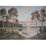 Albert Blaetter 1878 Berlin - 1935, Idyllische Landschaft im Sonnenaufgang,deutscher