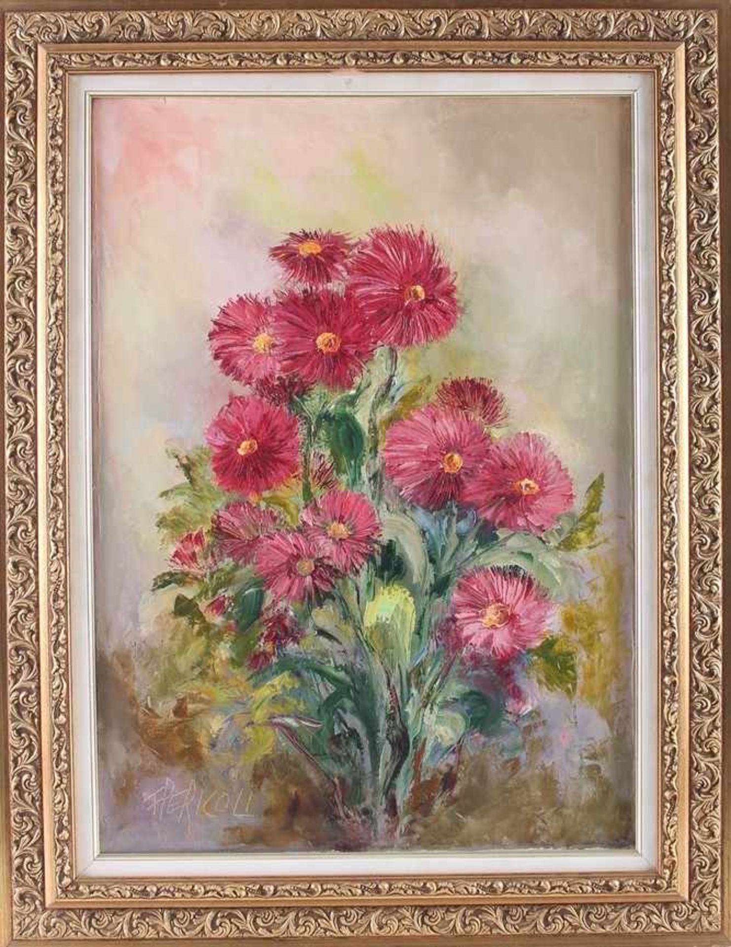 Franca Pericoli, italienische Malerin des 20. Jahrhunderts, Blumenstillleben, Öl/Leinwand, u.l. - Bild 2 aus 4
