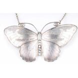 Sehr großer 930 Silber Schmetterling von Marius Hammer 1847 - 1927 Norwegen, silver Butterfly,sehr